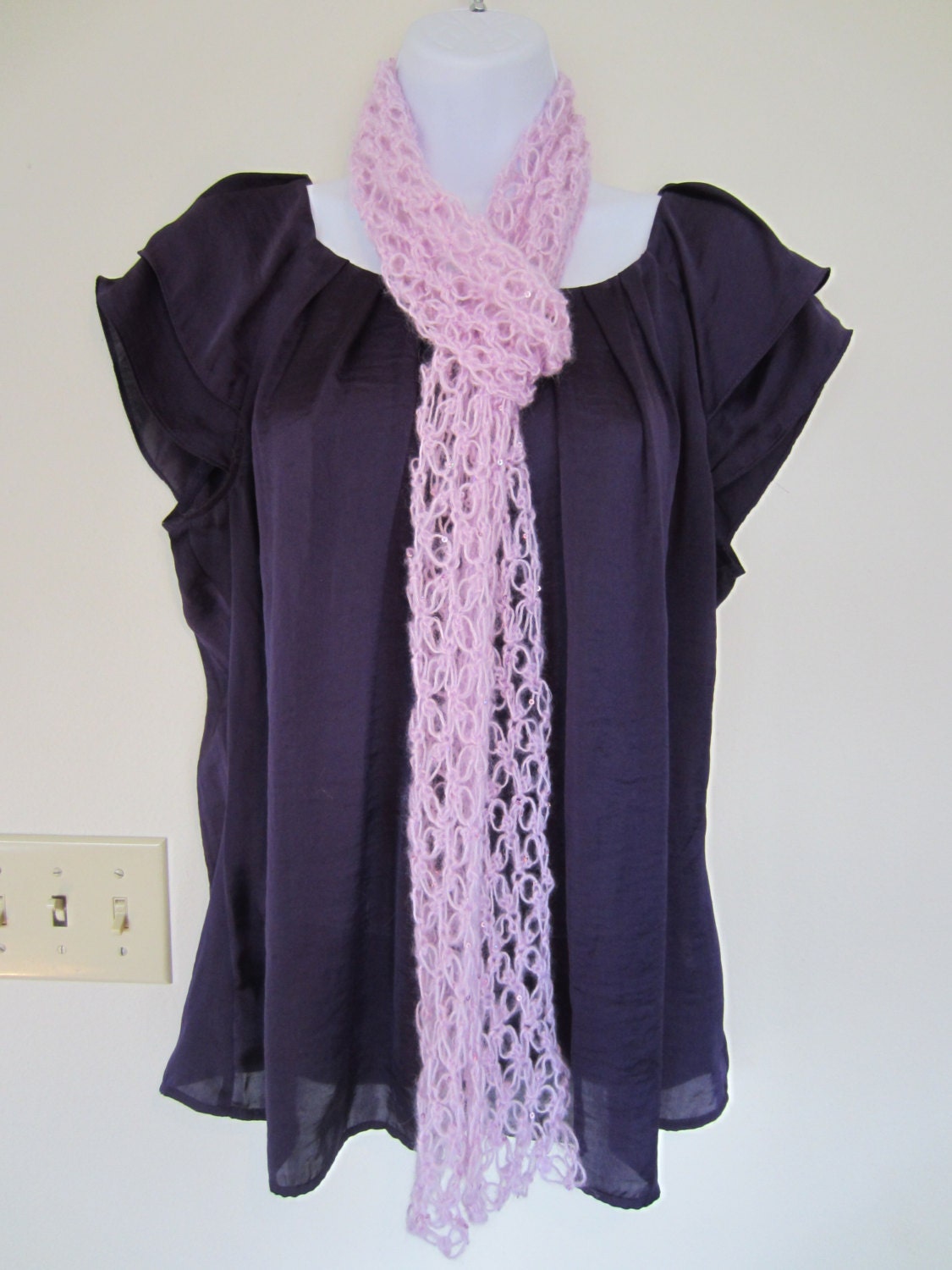 LOVE KNOT SCARF in light Orchid. Soft, Beautiful Knotted Scarf  for Women. Summer Scarf