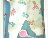 SPRING SALE Vintage 9" Baby Doll Outfit in the original box pajamas and rattle 1970s Original Toy Corporation Brooklyn NY