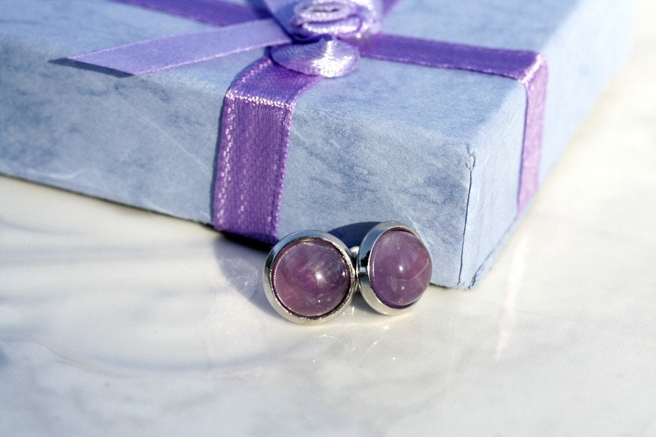 8mm Real Amethyst Studs Silver Plated Genuine Amethyst Stone Purple Lilac Amethyst Studs Amethyst Earrings Amethyst Jewelry Mothers Day Gift