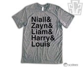 One Direction Vintage Fit Triblend Shirt - Niall, Zayn, Liam, Harry, & Louis Shirt - All Sizes Available - Item: 010