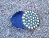Blue  Round Mosaic Keepsake Box