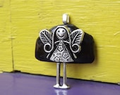Fused Glass Girl Angel Pendant