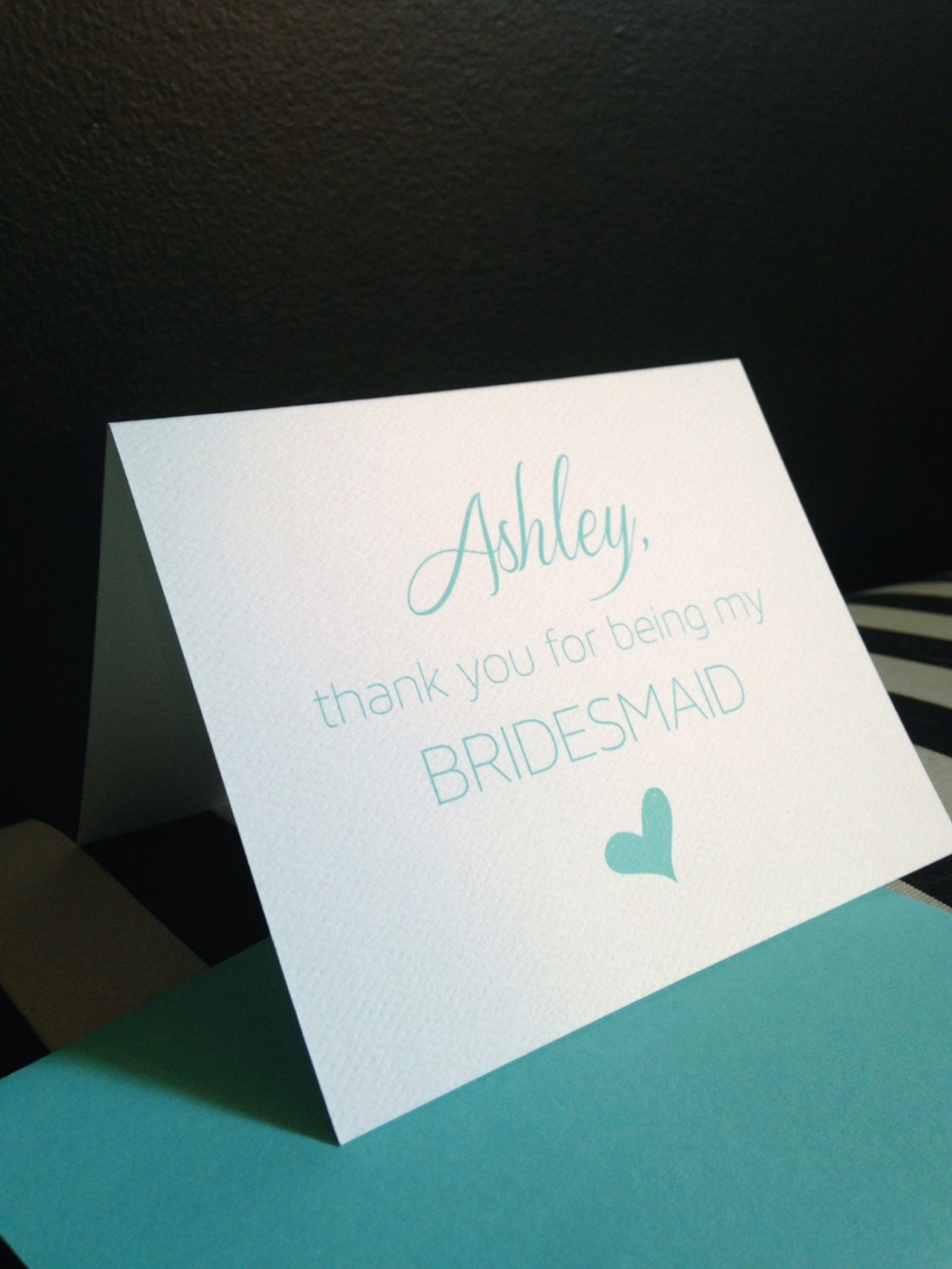 Personalized Folded "Thank You For Being My Bridesmaid" Card with Envelope