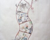 Skeleton in the Closet Ghost in the Attic  Wire Sculpture