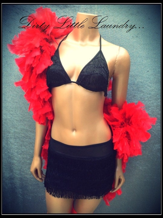 Fringe Burlesque top and skirt, stripper, flapper costume, lingerie