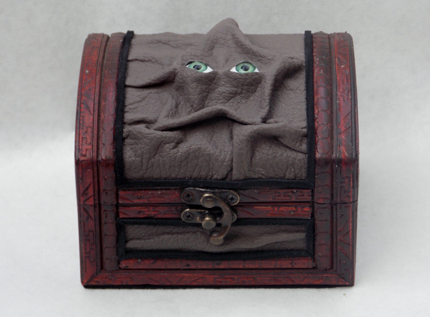 Grey Leather Tarot Storage Desk Organizer Stash Box Altar Treasure Chest Witch Wiccan Pagan