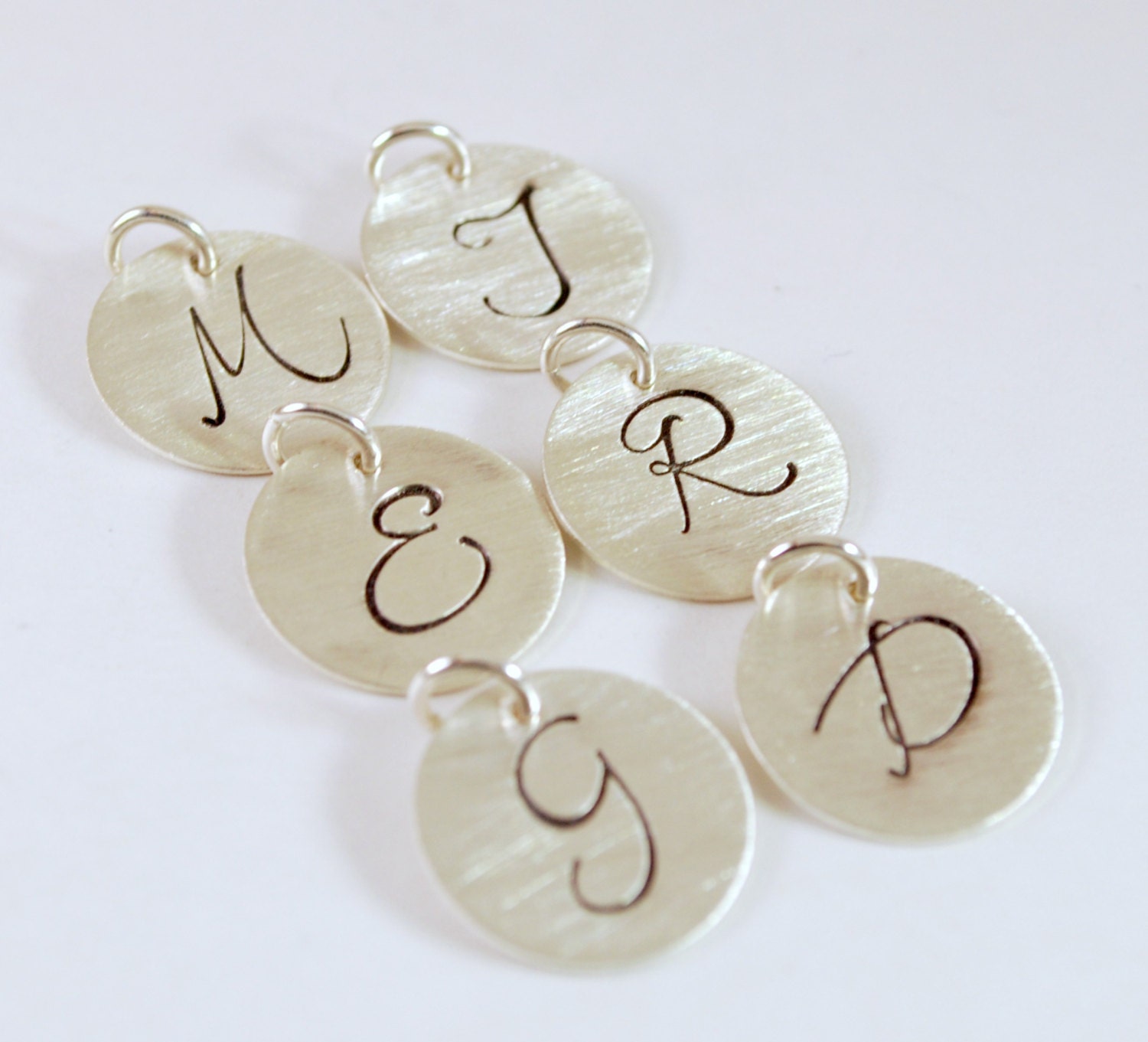 Initial Charm - Custom Hand Stamped Initial Personalized Sterling Silver Jewelry