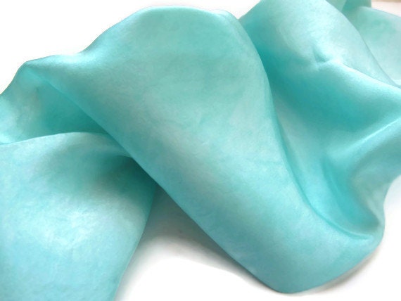 Hand Dyed Silk Scarf, Light Green, Crepe de Chine