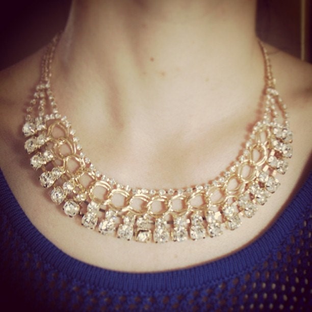 Gold chain with crystals necklace