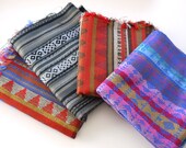 Tribal Fabric, Peruvian Fabric, Woven Aztec Fabric Bundle, 4 Large Pieces