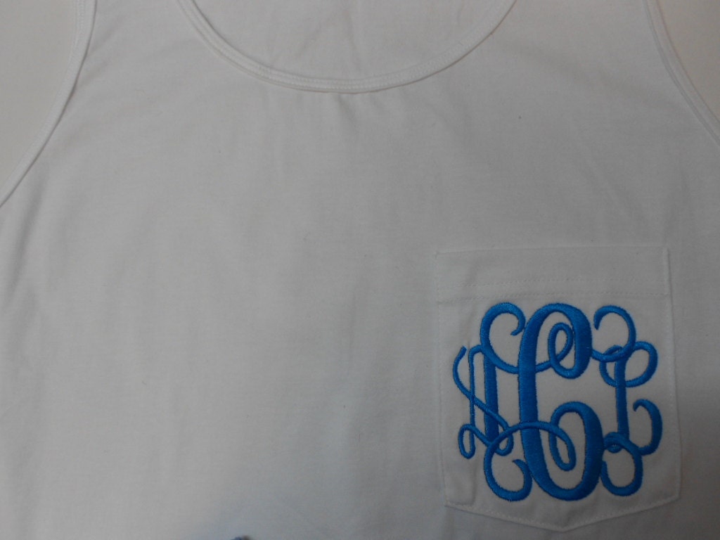 Monogram Tank Pocket Oversize Font Shown INTERLOCKING