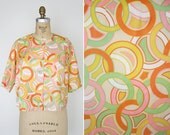 50% SALE vintage 60s mod blouse // 1960s geometric crop top // mod crop top