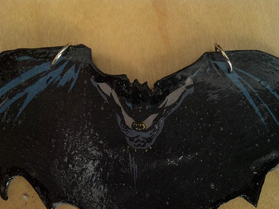 Batman Comic Book Pendant (bat-shaped reclaimed comic book)