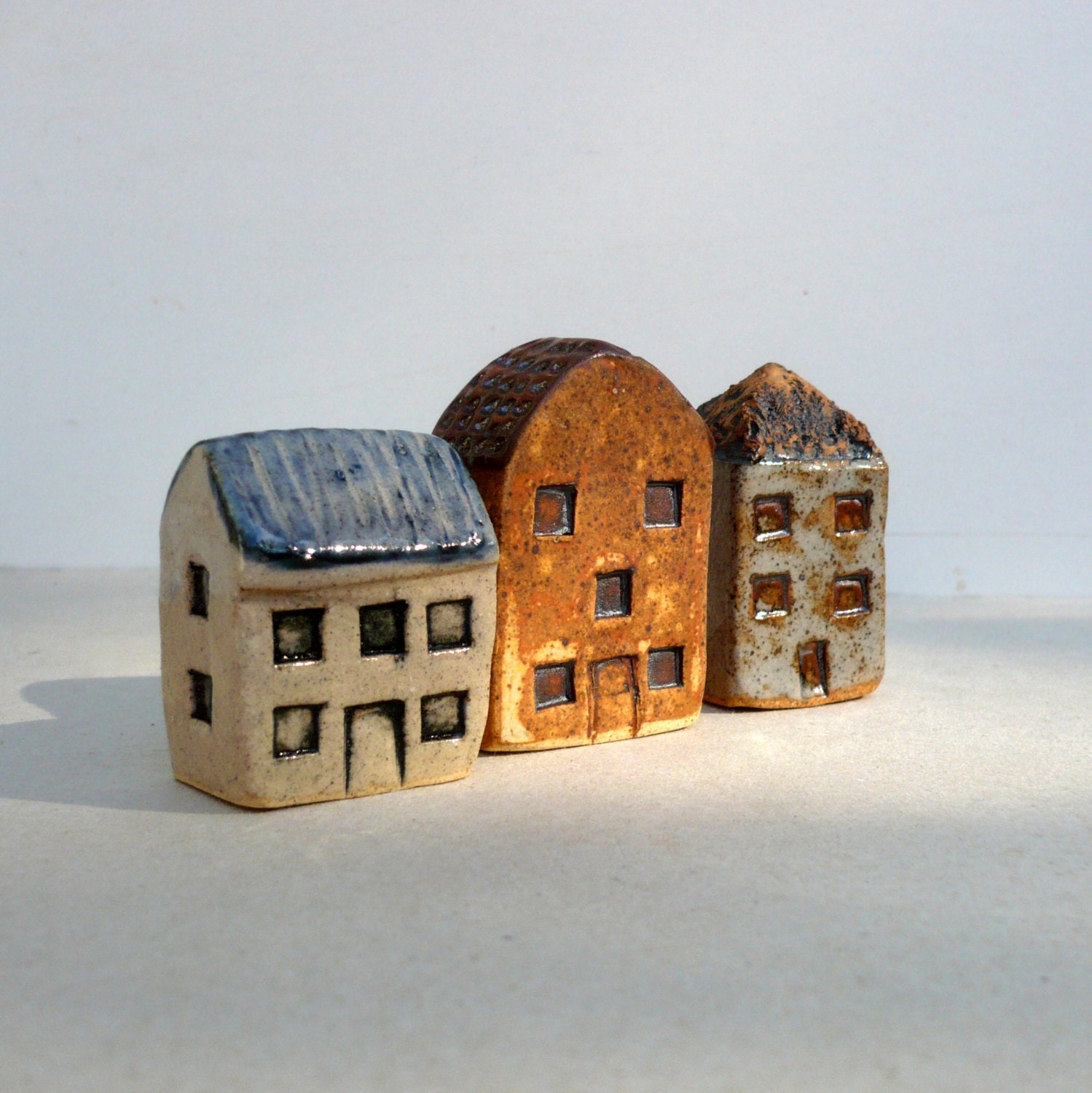 Miniature Village. Small Ceramic Houses. Instant Collection.