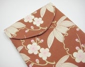 Floral iPad Sleeve, iPad Case, iPad Cover, Brown and Pink, Amy Butler Cherry Blossom Print, Ready to Ship