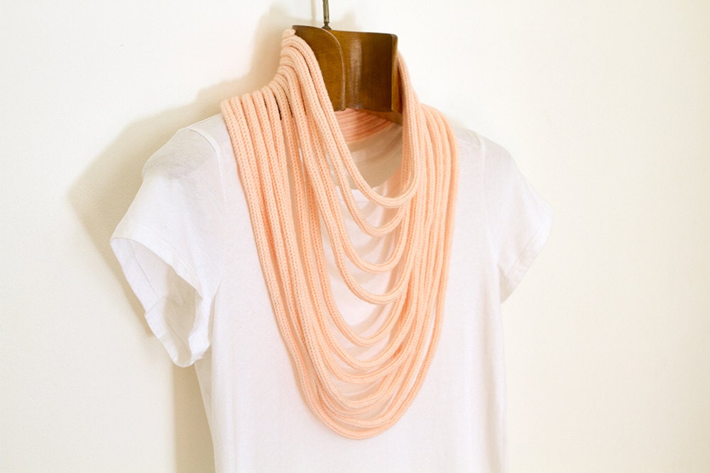 pastel pink knitted necklace