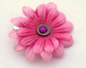 magenta flower hair clip- summer accessories- flower girl hair