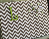 Chevron chocolate brown magnetic board Bulletin Board 22x28 Upholstered magnet memo board initial THE CHARMING WALL