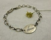 in your handwriting - personalized word bracelet - sterling silver - "In My Hand" Oval bracelet