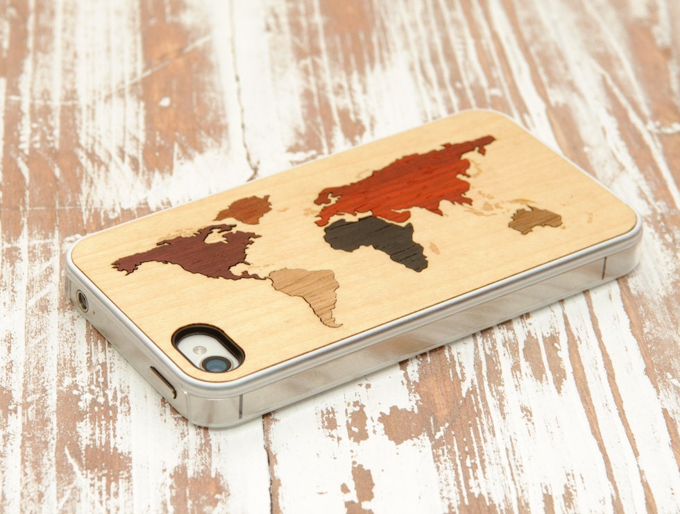 World Map Inlay iPhone 4/4S Clear Case - FREE Shipping