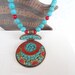 Nepalese  Turquoise Red Coral Necklace,  Tibet Necklace, Statement Necklace Tribal Jewelry OOAK Jewelry