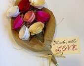 Pink, red and white paper flower bouquet
