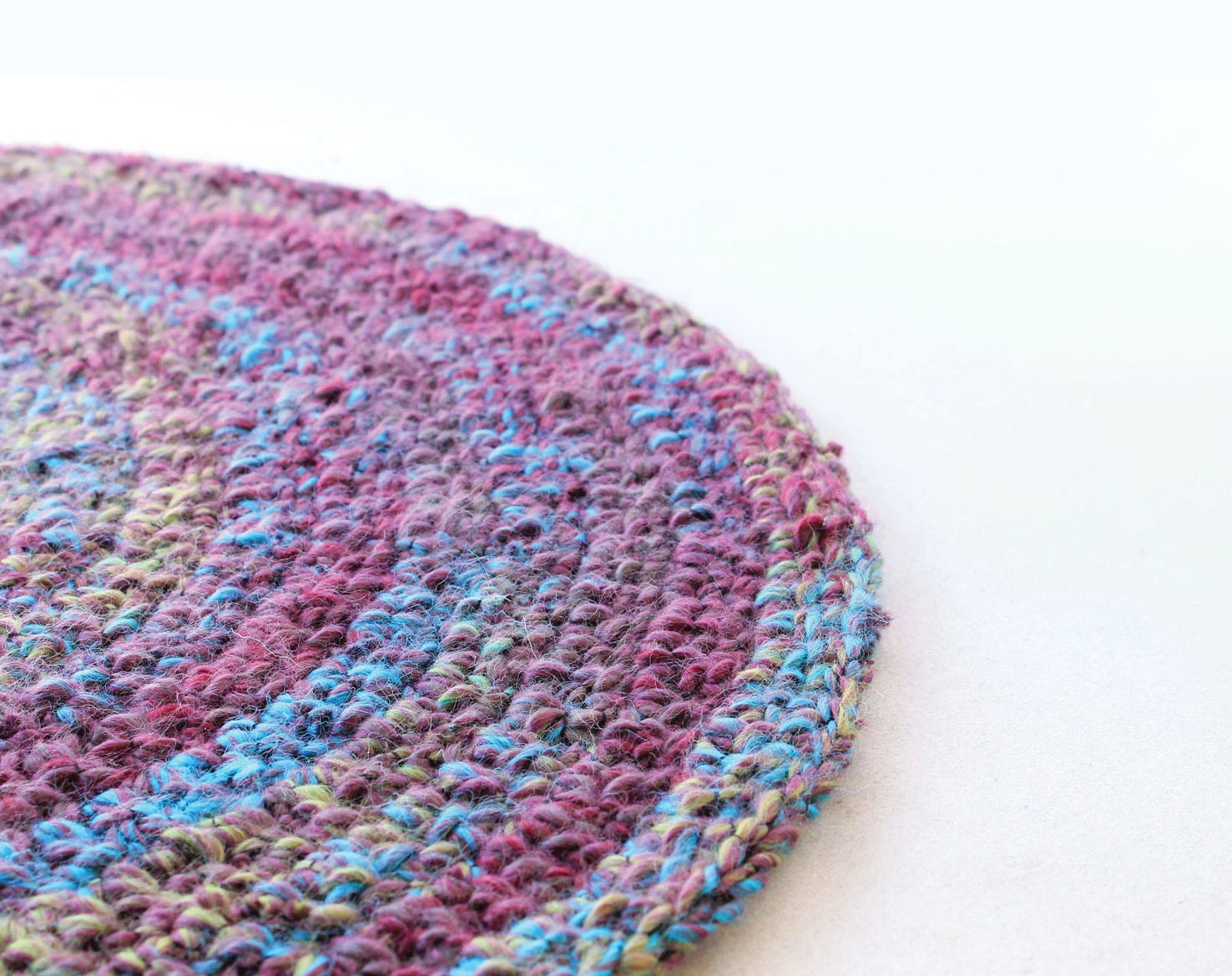 Crochet rug - multicolor wool - handmade