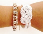 Arm candy set - Silk Knot bracelet and Chunky Chain - 24k gold plated