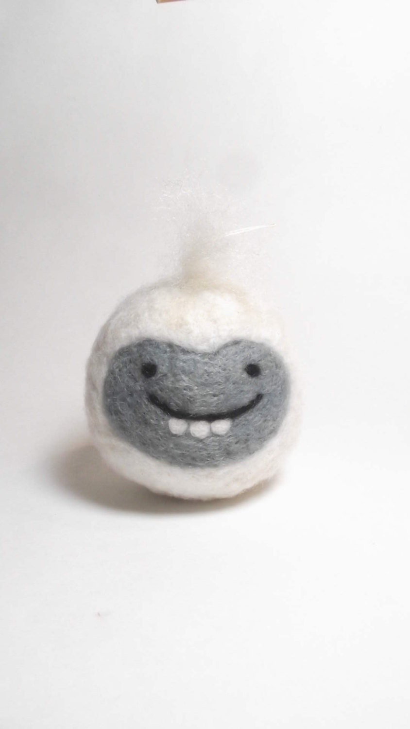 Ready to ship - Abominable snowball ornament - baby yeti - cute geeky gift - needle felt yeti abominable snowman