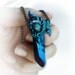 Fantasy pendant with labradorite, titanium quartz and polymer clay, mixed media, electric blue, fantasy jewelry