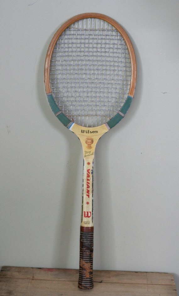 vintage wooden wilson tennis racket mary hardwick by TomTomVintage