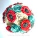 Bridesmaid or Bridal Jane Austen Bouquet in Red, Teal, Cream with Roses & Poppies - Book Page and Handmade Paper Wedding Flowers