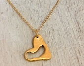 A Golden Heart. Gold heart pendant on a gold-filled chain. mother day love gift. Handmade.