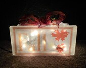 Autumn Fall Decoration Lighted Glass Block Lamp Leaves