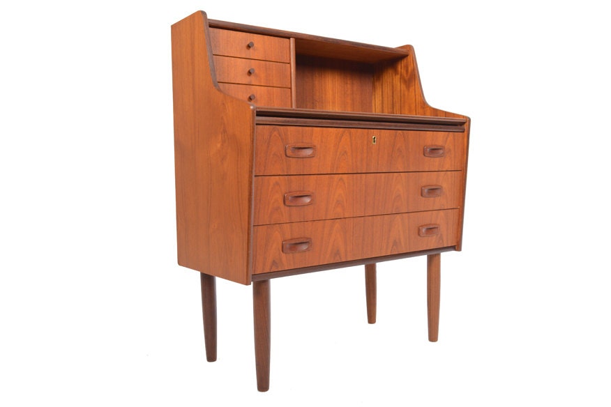 Danish Modern Mid Century Secretary Desk in Teak