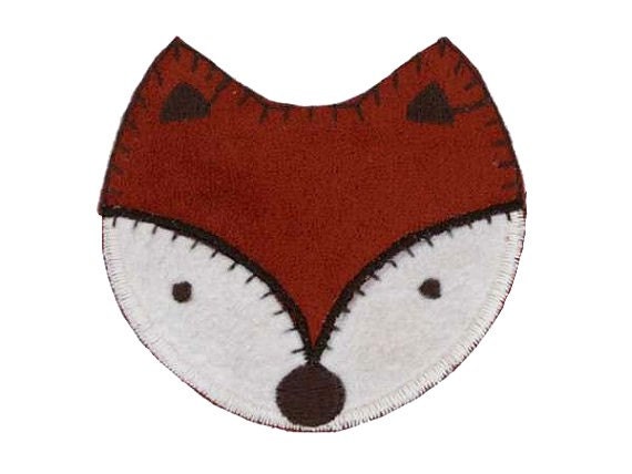 Iron on Applique Patch Fox Face - Faux suede