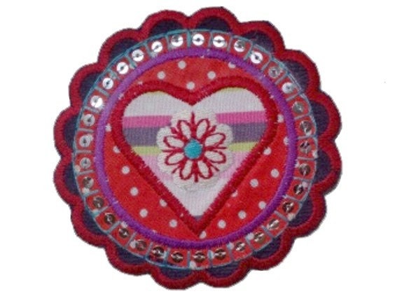 Iron on Patch Boho Love Heart Flower Applique