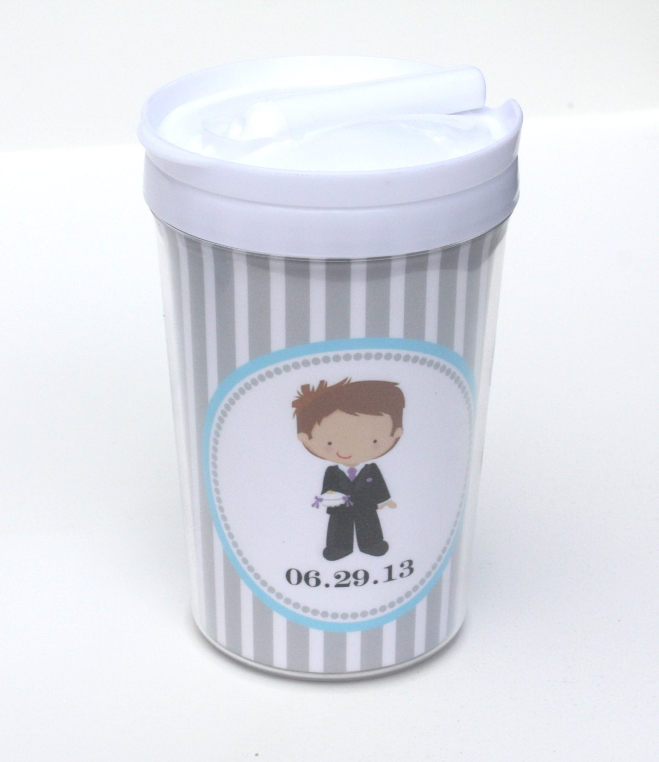 Personalized Child's Tumbler with Everlasting Straw for Ring Bearers, Personalized Ring Bearer Tumblers, Gift