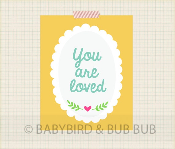 You Are Loved Scallop Art Print - Kids Room Art - Baby Children Nursery Custom Wall Print Poster