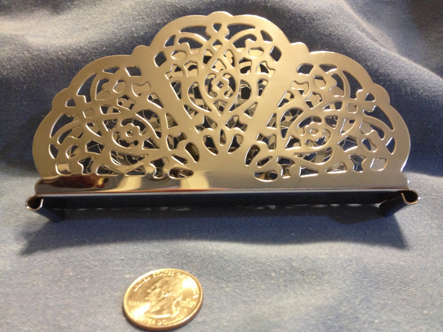 Deco Vintage Irvin Ware Napkin Holder - Chrome Metal - Ornate - 211