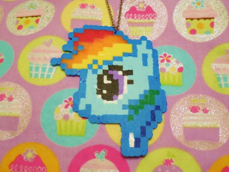 Rainbow Dash - Perler Bead Necklace