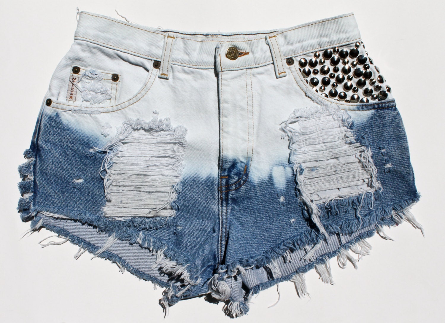 High Waisted Denim Shorts Vintage Levis Dyed Denim Shorts Studded Cutoffs