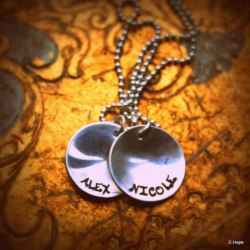 Hand Stamped Sterling Silver Personalized Custom Necklace Gift For Mom or Grandma