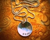 Personalized Sterling Silver Hand Stamped Circle Gift for Mom or Grandma