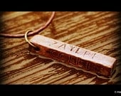 Vintage copper distressed 4 sided pendant custom personalized gift