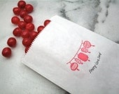 Candy buffet bags, 50 wedding favor bags, candy station bags, cake bags.  Red Chinese lanterns, Happy Love Day.