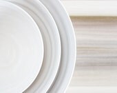 Minimalist nesting bowl set, white modern pottery dishes, by julia paul pottery. Made to order.
