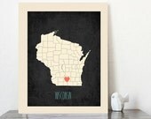 25% OFF SALE Choose Your State Personalized Vintage Map Wall Art 11x14