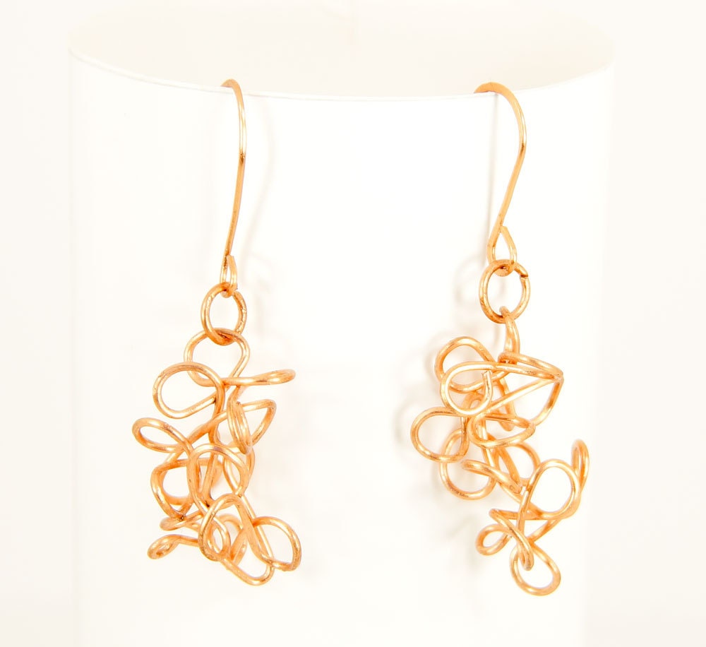 Womens Earrings: Copper Circlerific Drop Earrings 1745