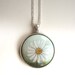 Elegant Necklace Daisy Pendant, White Flower, Hand Painted Wood Necklace, Charm, Floral Jewelry, Handmade Craft